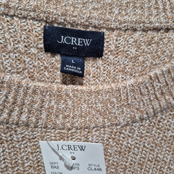 J. Crew Mens Marled shaker-stitch crewneck sweater Size Large Camel Ivory Moulin - Picture 2 of 6